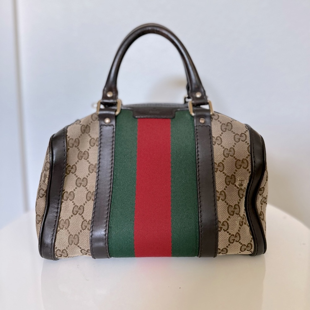 Gucci GG Canvas Web Boston Bag